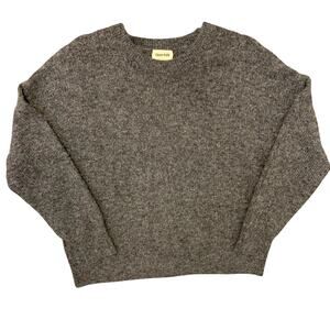 Gray Crew Neck Sweater Fuzzy Stretch Open Edit Women's Size L